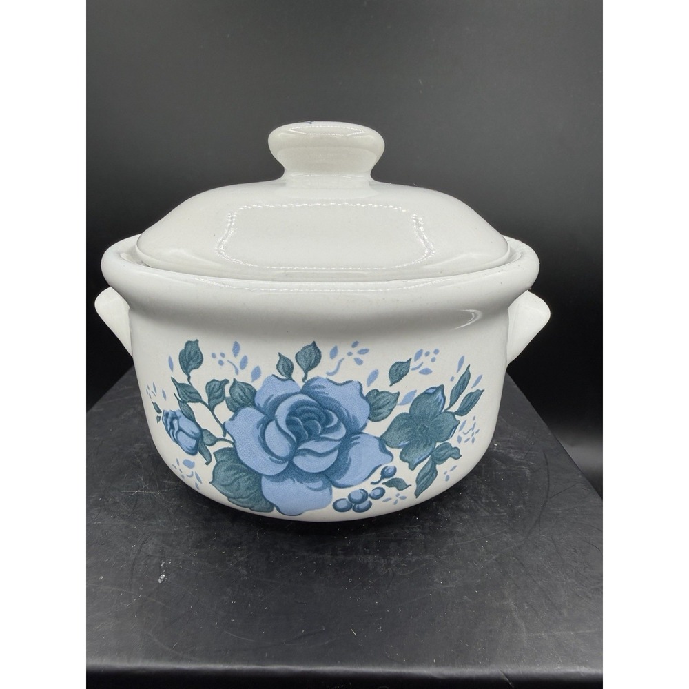 Jay Import Company Modern Blue Rose Lidded Pot 🌹💙 Ceramic Storage Jar